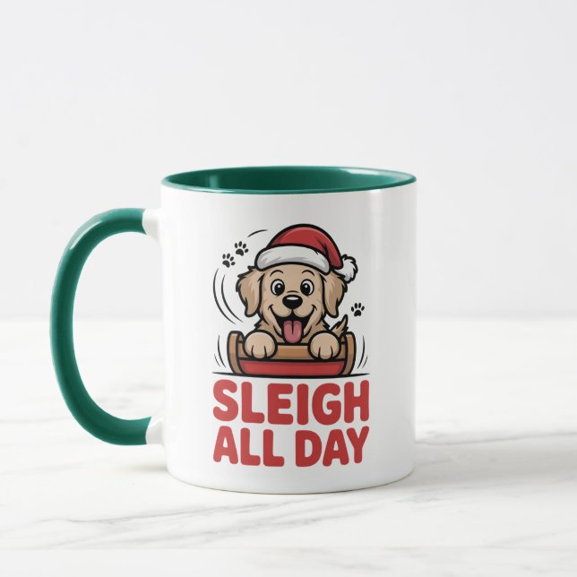 Mug Sleigh All Day Joyful Retriever Christmas (Gauche)