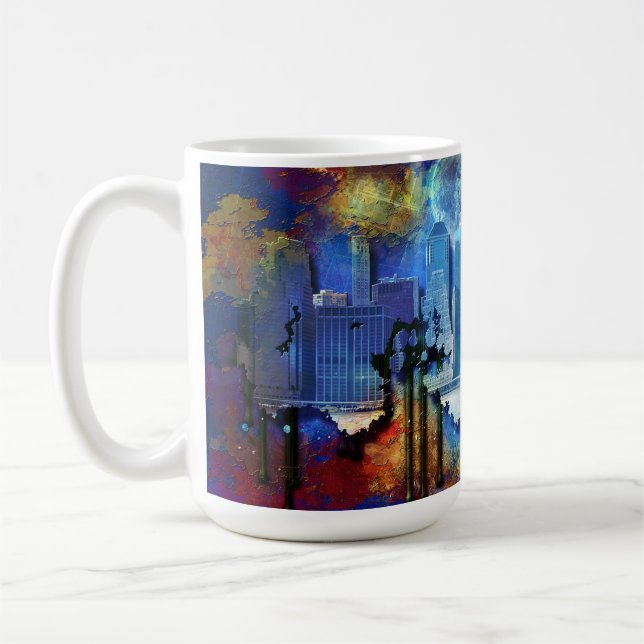 Mug SlipperyJoe NYC graffiti lune entourée de tourbill (Gauche)