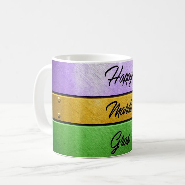 Mug SlipperyJoe's Happy Mardi Gras violet or vert b (Devant gauche)