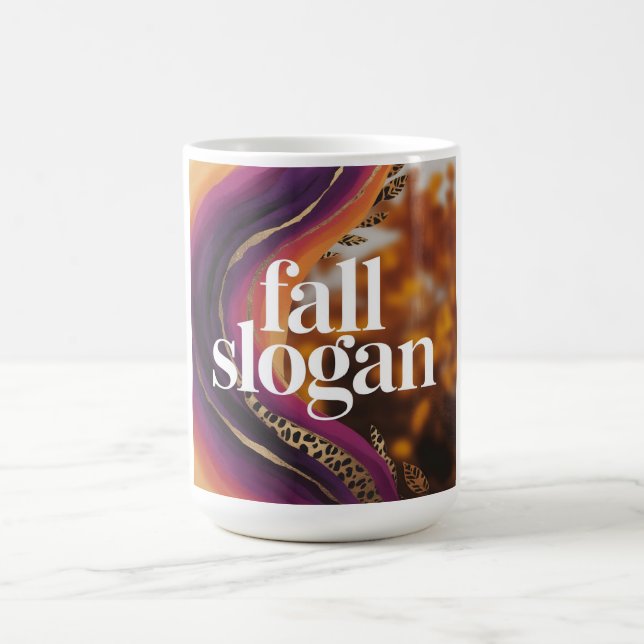 Mug Slogan d'automne Typographie Léopard Orange Violet (Centre)
