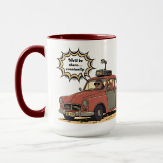 Mug Sloth and Bunny Cartoon Road Trip Adventure