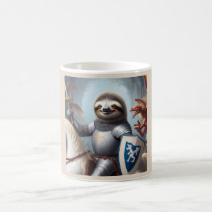 Mug Sloth Knight Fighting Dragons