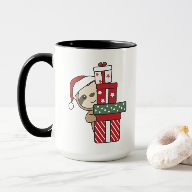 Mug Sloth Noël Cadeau fentes d'hiver (Avec donut)