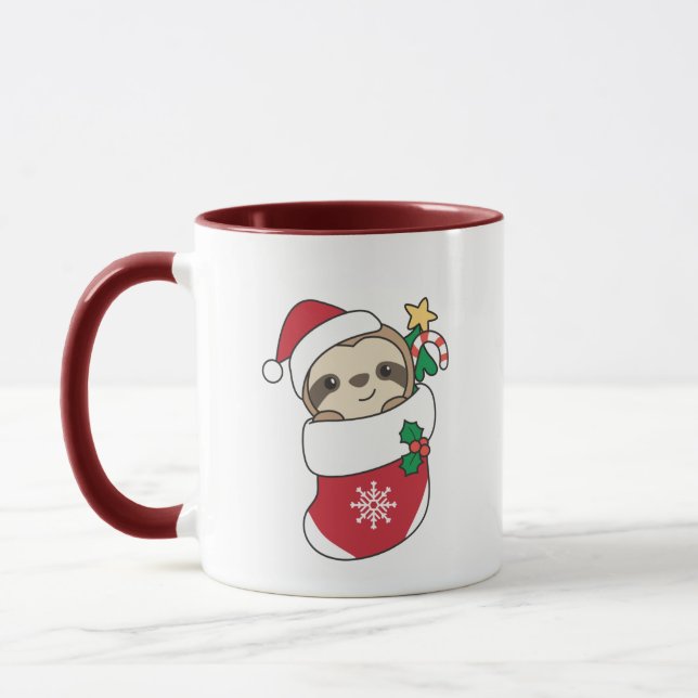 Mug Sloth Noël Neige Hiver Animaux Fentes (Gauche)