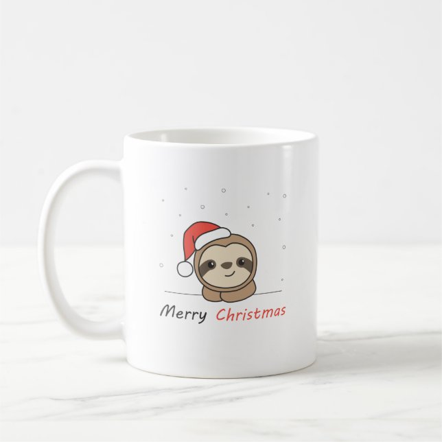 Mug Sloth Noël Neige Hiver Animaux Fentes (Gauche)