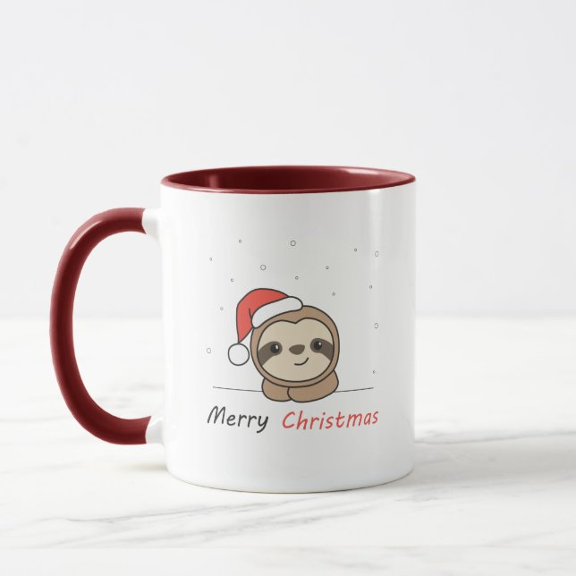 Mug Sloth Noël Neige Hiver Animaux Fentes (Gauche)