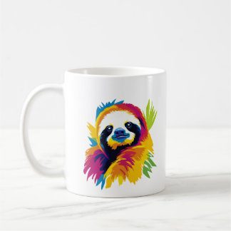 Mug Sloth Portrait Illustration Watercolour Painting