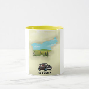 Mug Slovénie Carte illustrée affiche de voyage