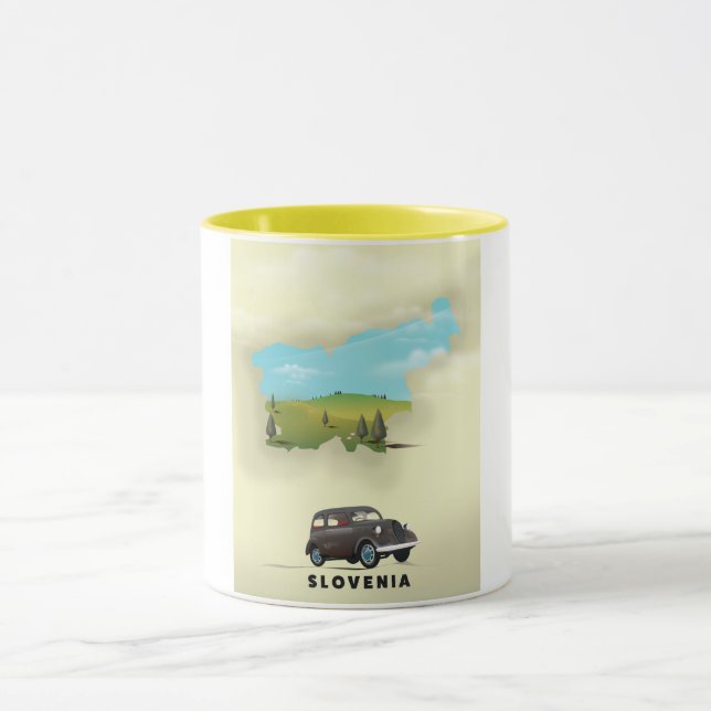 Mug Slovénie Carte illustrée affiche de voyage (Centre)