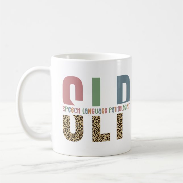Mug SLP papier guépard orthophoniste cadeau (Gauche)