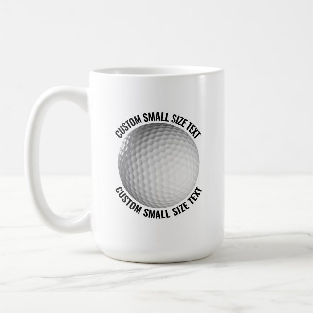 Mug Small Personalized Text Golf Ball 15 oz. Custom (Gauche)