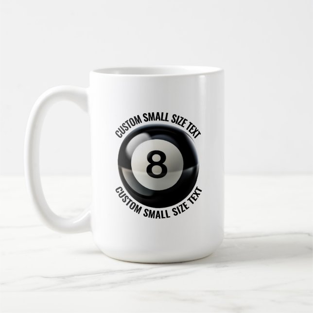 Mug Small Personalized Text Pool 8 Ball 15 oz. Custom (Gauche)