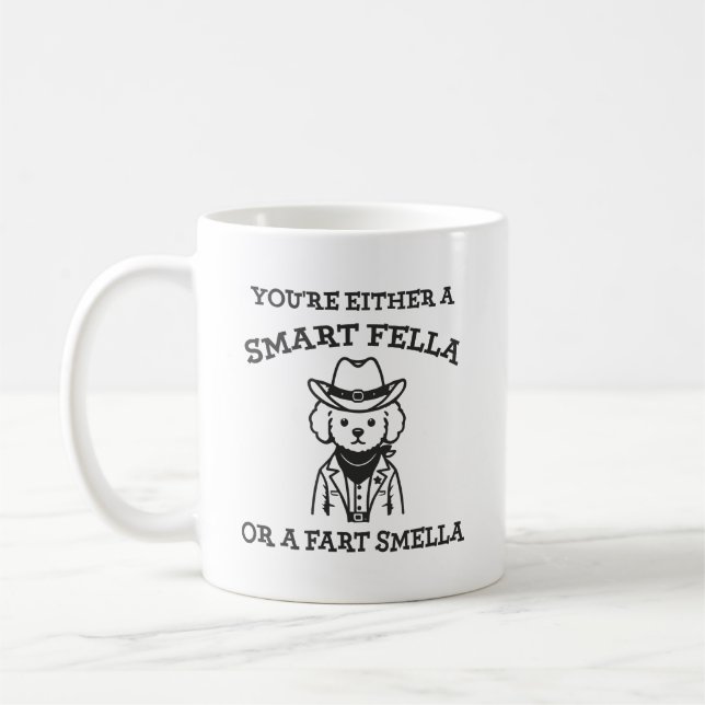Mug Smart Fella vs Fart Smella - Drôle Chien de Cow-bo (Gauche)