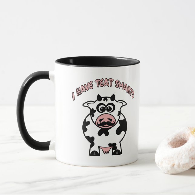 Mug Smarts de thé à la vache moustache (Avec donut)