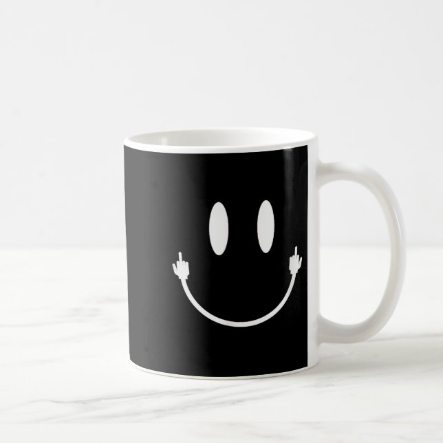 Mug Smile Face Moyen Doigt Main Funny Sourcam Mème S (Droite)