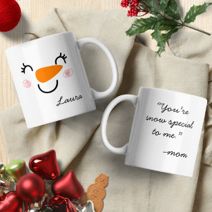 Mug Smile mignon Snowman visage avec message de maman