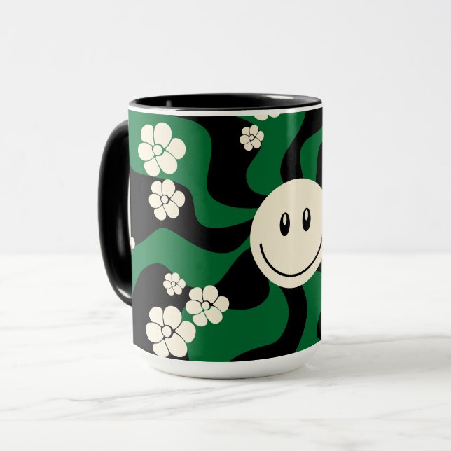 Mug Smile - Vert, Crème et Noir (Devant gauche)