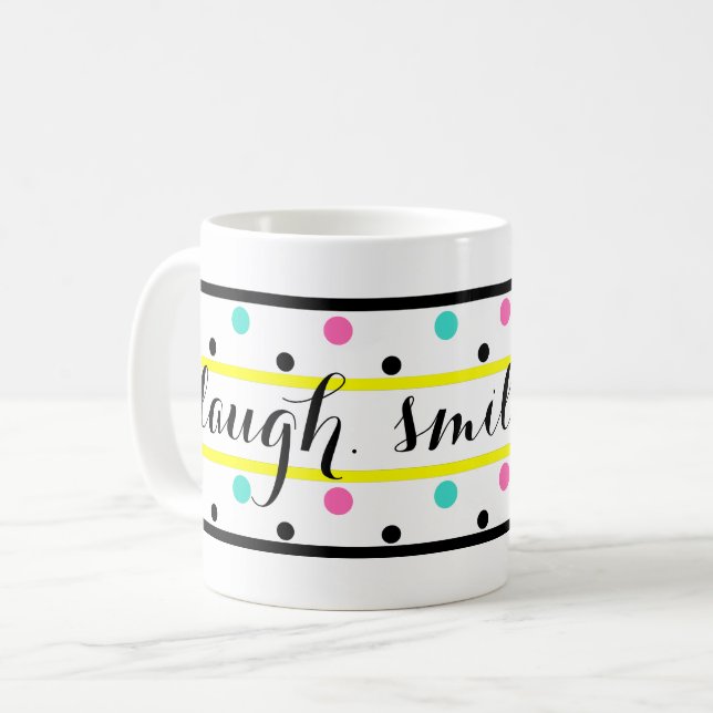 Mug Smile Yellow Rose Turquoise Pois (Devant gauche)