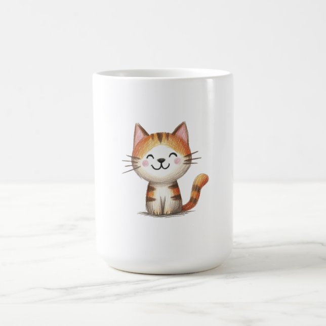 Mug Smiling Ginger Tabby Kitten – Hand-Drawn Illustrat (Centre)