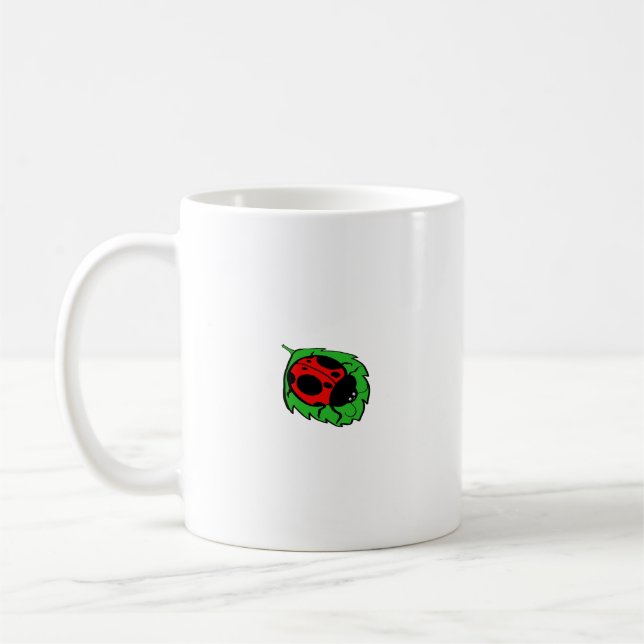 Mug Smiling Ladybug sur Green Leaf Mini - (Gauche)