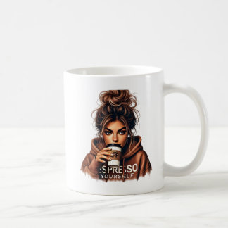 Mug Smirk Mischievous - Fille Stylish Sipping Café
