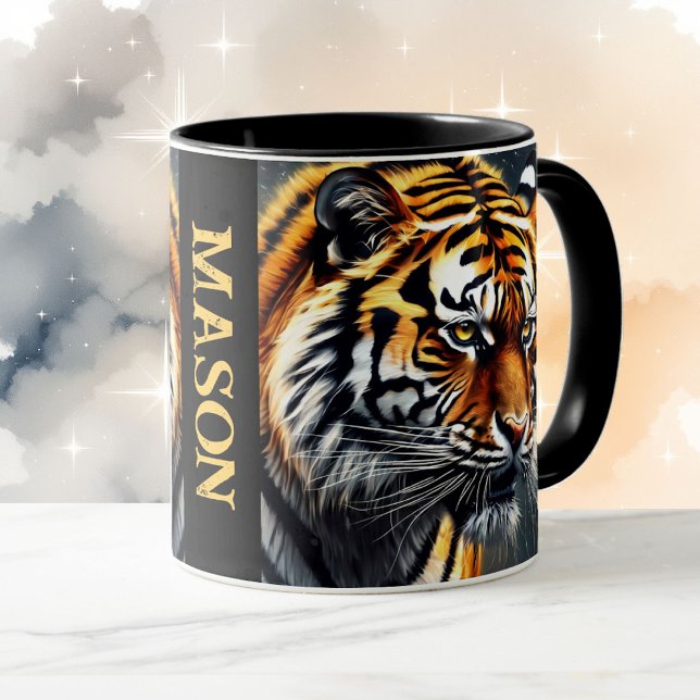 Mug Snarling Tiger Personnaliser Nom Café cadeau (Créateur téléchargé)