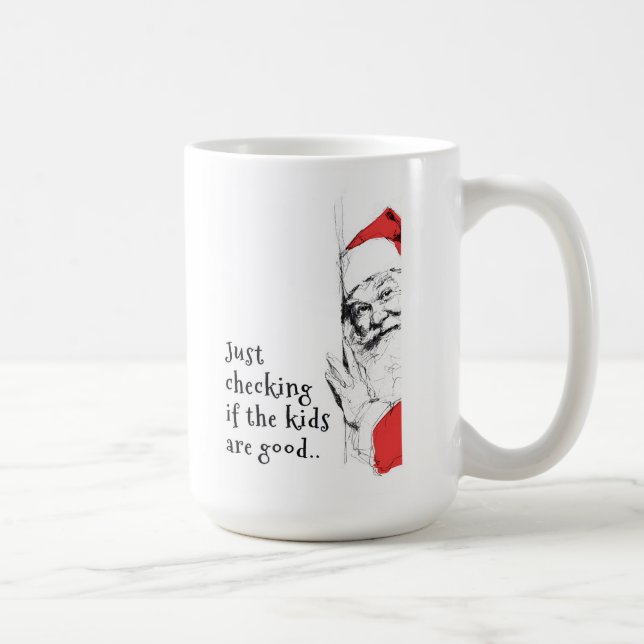 Mug Sneaky Père Noël, juste vérifier les enfants (Droite)