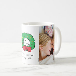 Mug Snoopy Christmas Wreath Meilleur papa photo