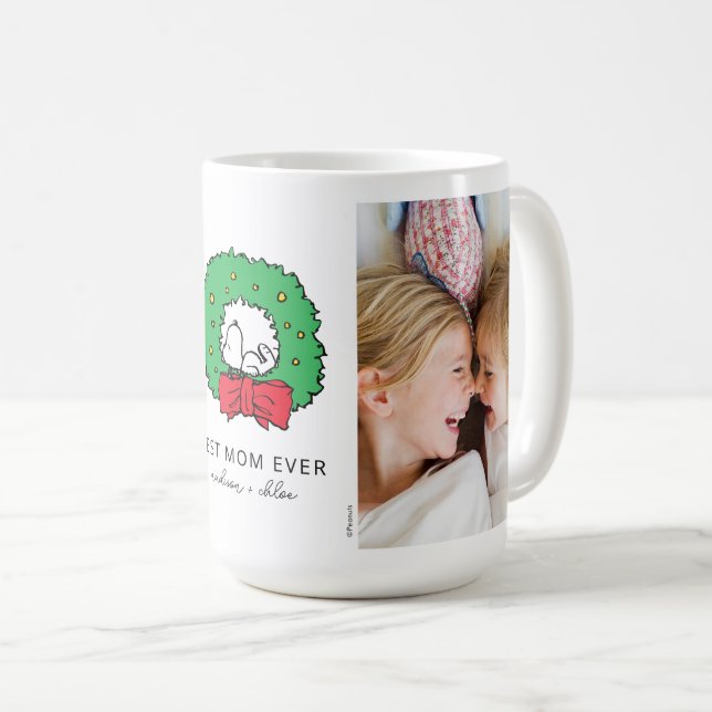 Mug Snoopy Christmas Wreath | Meilleure photo de maman (Devant droit)