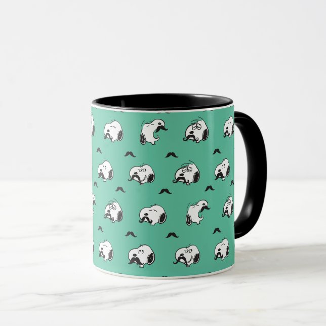 Mug Snoopy Moustaches et Motif Turquoise (Devant droit)