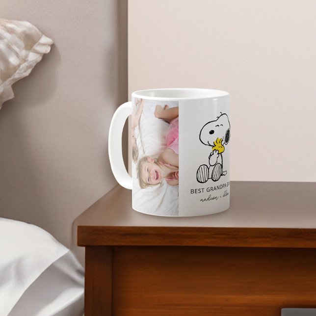 Mug Snoopy & Woodstock | Meilleur grand-père - Photo (Mug on bedside table)