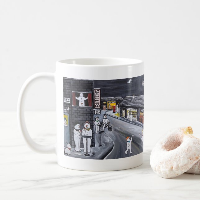 Mug Snow Town Painting by Alfred Fox  (Avec donut)