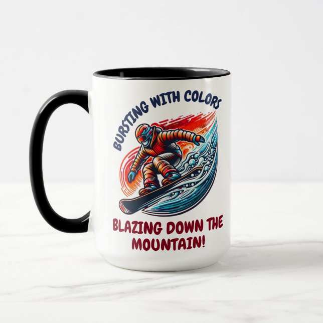 Mug Snowboard dynamique Aventure Flamme de couleurs (Gauche)
