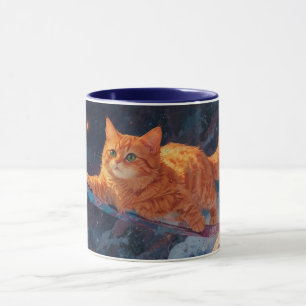 Mug Snowboard Ginger Kitten Cartoon Art