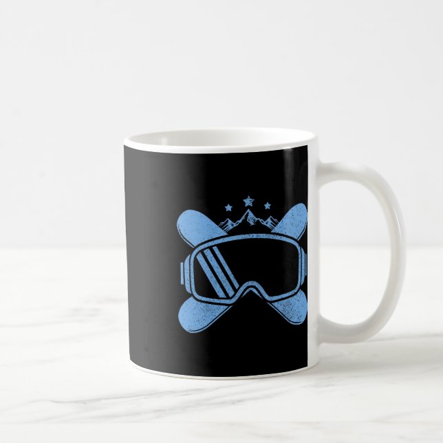 Mug Snowboard - Montagnes Vintages lunettes Snowboard (Droite)