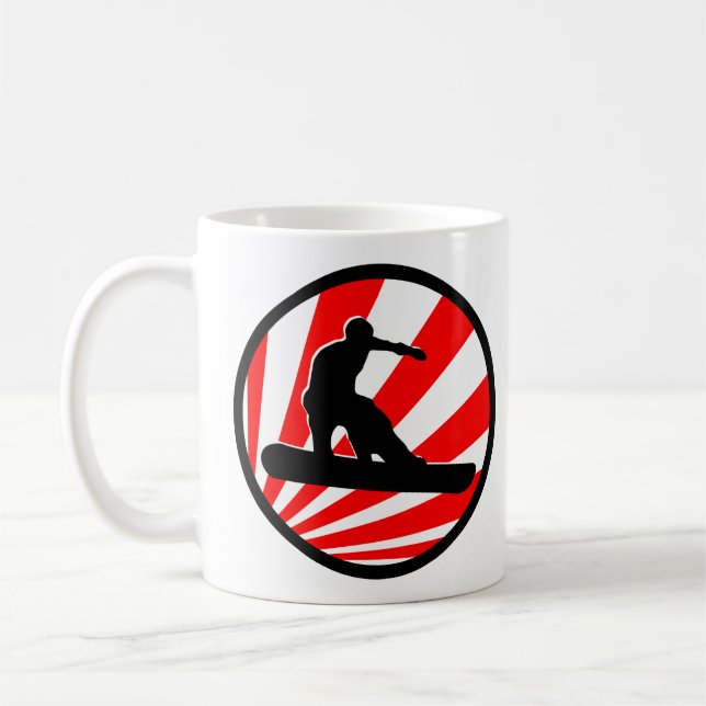 Mug snowboard. rayons rouges. (Gauche)