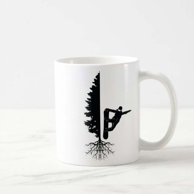 Mug Snowboard Snowborder Hors Piste Arbre 1 (Droite)