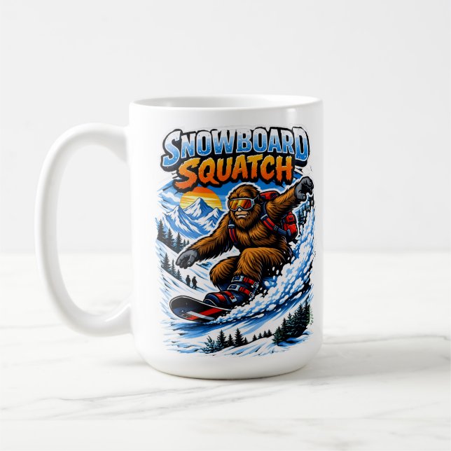 Mug Snowboard Squatch – Drôle de Bigfoot en snowboard  (Gauche)