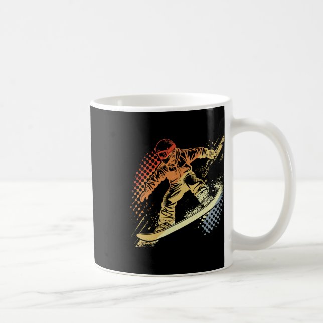 Mug Snowboarder Graphisme Retro Style Alpine Snowboard (Droite)