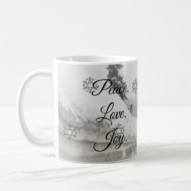 Mug Snowfall Snowflakes Noël noir blanc sketch (Gauche)