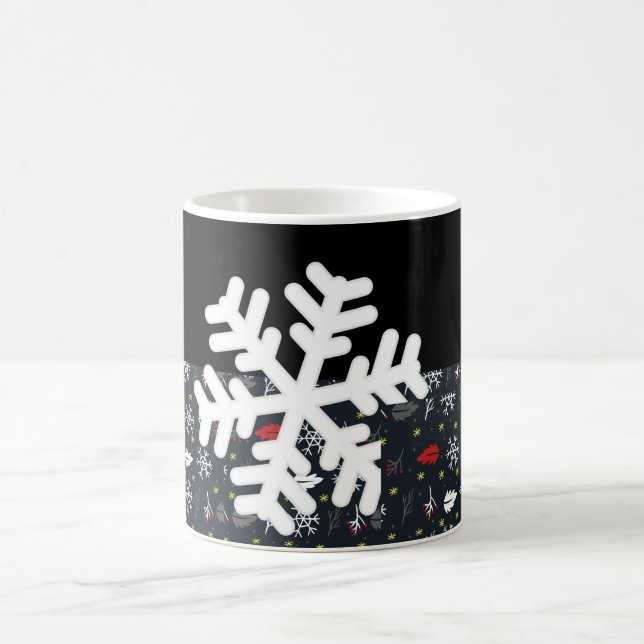 Mug Snowflakes et Feuilles de Noël avec dos noir (Centre)