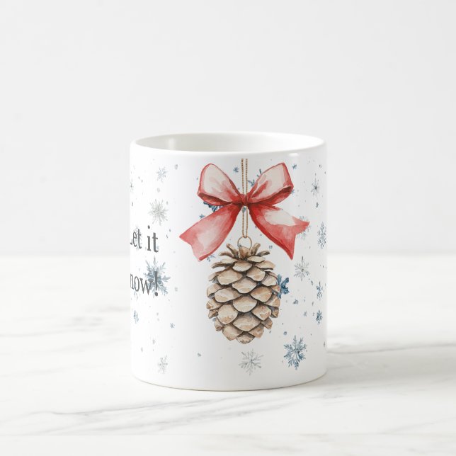 Mug Snowflakes Let it snow Christmas Pine Cone Red Bow (Centre)