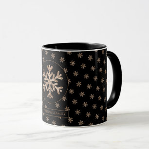Mug Snowflakes Motif Noir et Or Noël