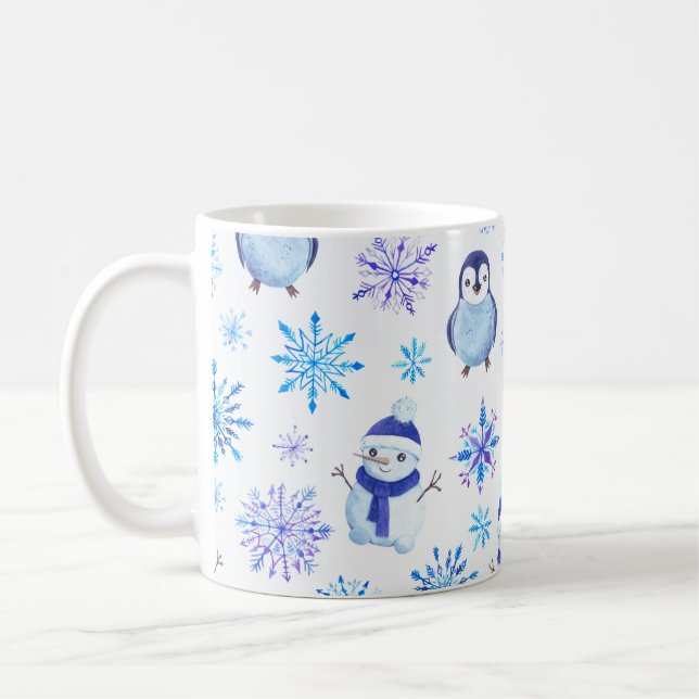 Mug Snowflakes, Snowmen et Pingouins de Noël (Gauche)