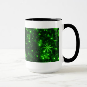 Mug Snowflakes with Green Background
