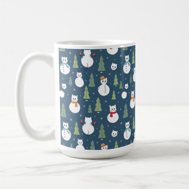 Mug Snowman Cats Motif de vacances (Gauche)
