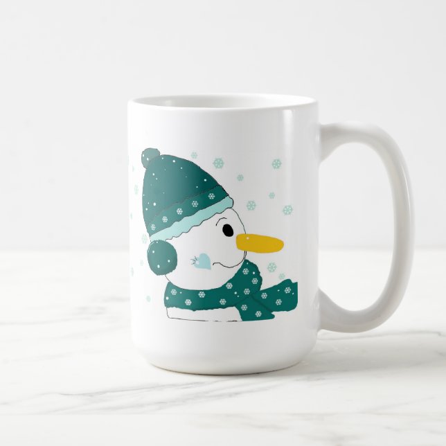 Mug Snowman en Casquette Turquoise et Écarf (Droite)