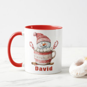 Mug Snowman Hot Cocoa Noël Sucre de canne Marshmallow