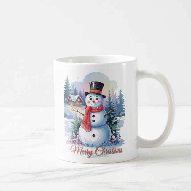Mug Snowman Joyeux Noël Couleurs d'eau de Noël (Droite)