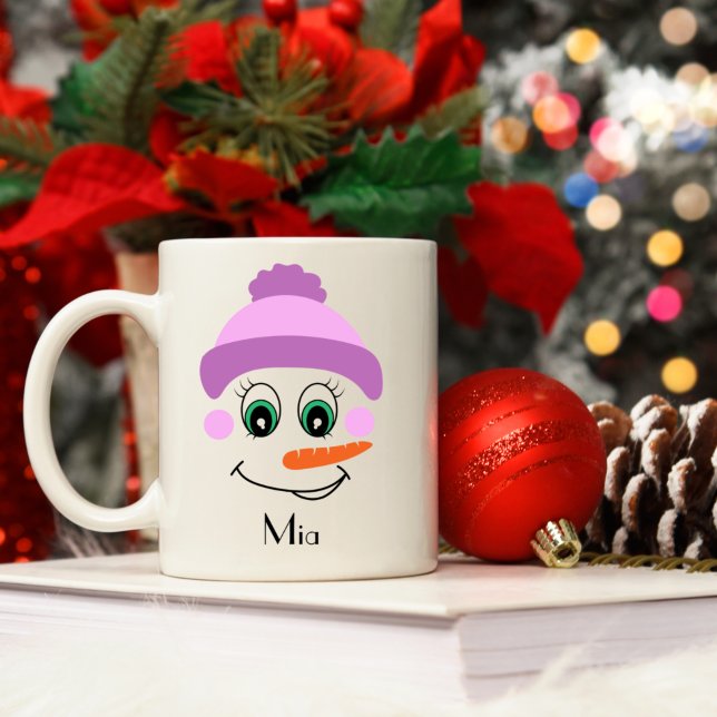 Mug Snowman personnalisé portant un Casquette avec un  (Créateur téléchargé)